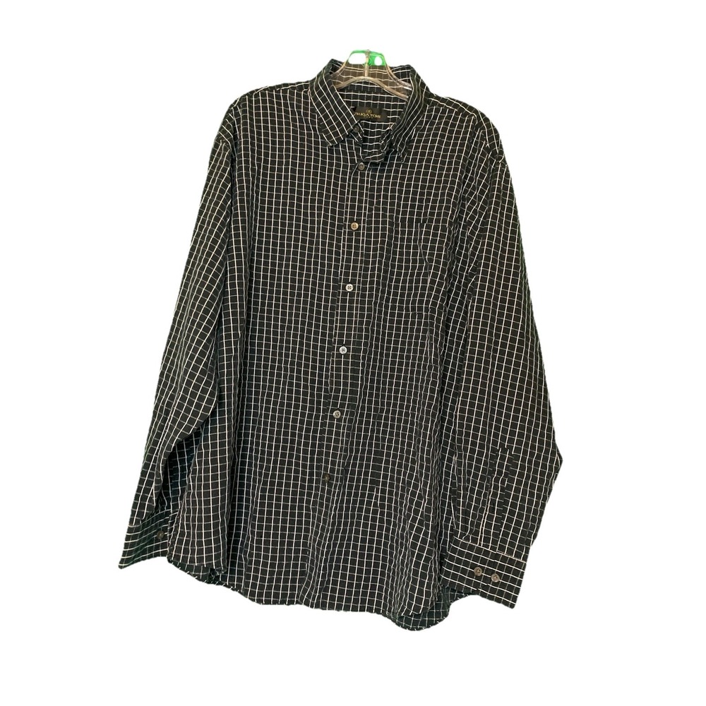 BUGATCHI Men's Classic Fit Button Down XL Black White Plaid Long Sleeve XL